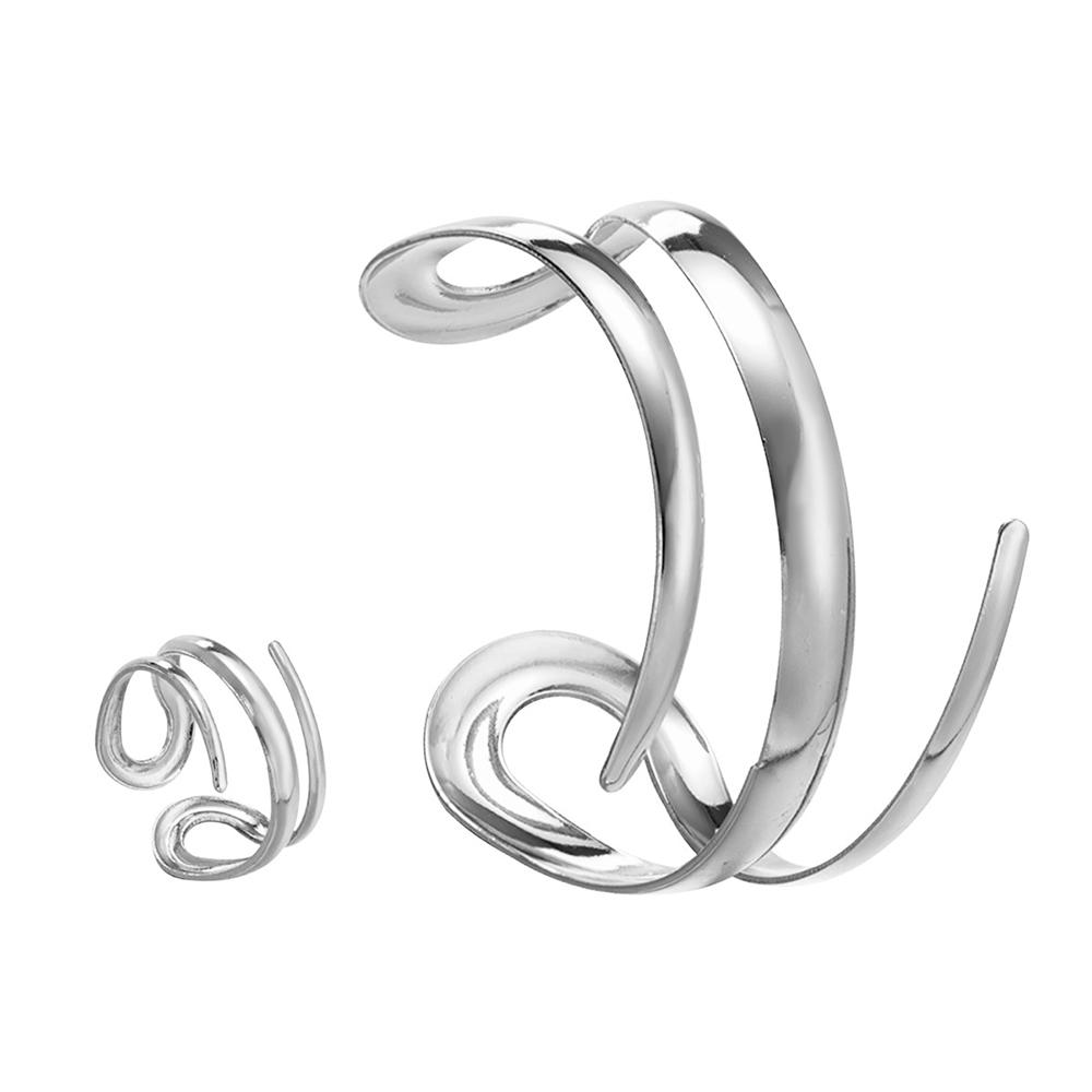 Exaggerated Spiral Cuff Bracelet Smooth Wide Alloy Bangles Fashion Open Bangle Jewelry  for Women