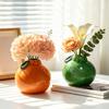 Dekorative Keramik-Knospenvase in Orangenform, Modernes Frucht-Design Kleiner Hydrokultur-Pflanzer für Zuhause, Zimmer, Büro, Tischdekoration