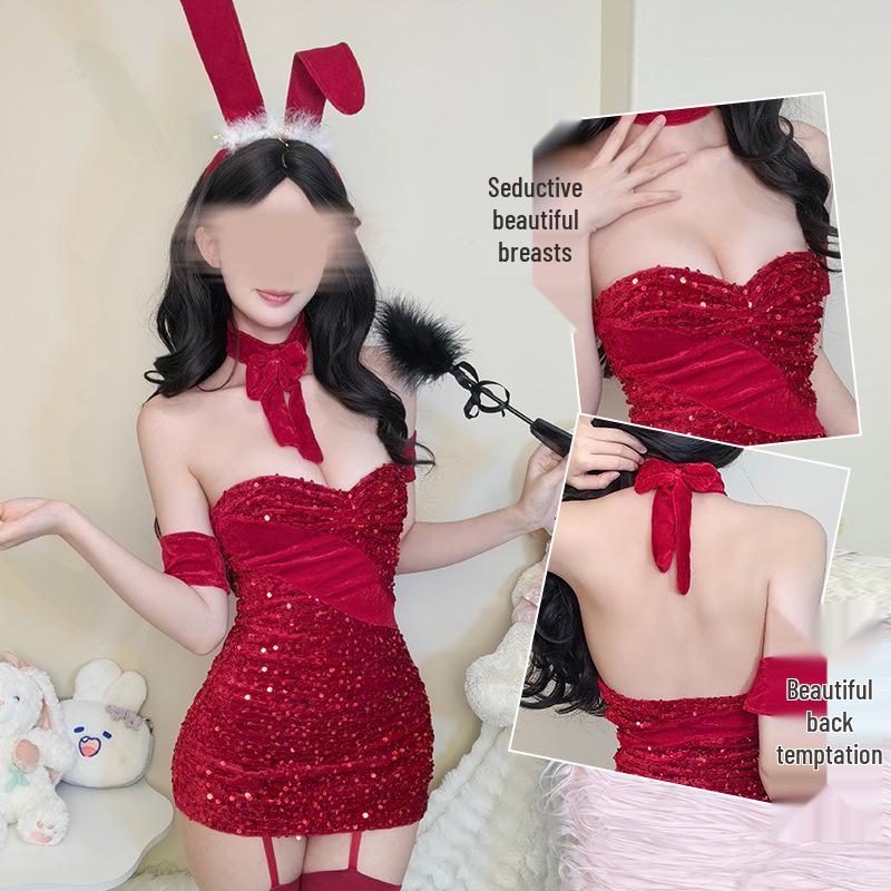 Red Sexy Christmas Bunny Nightgown