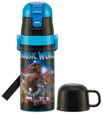 Water Bottle 350ml Jurassic World 23 for Children Direct Drinking Cup Drinking 2WAY with Cup Stainless Steel SKDC3-A