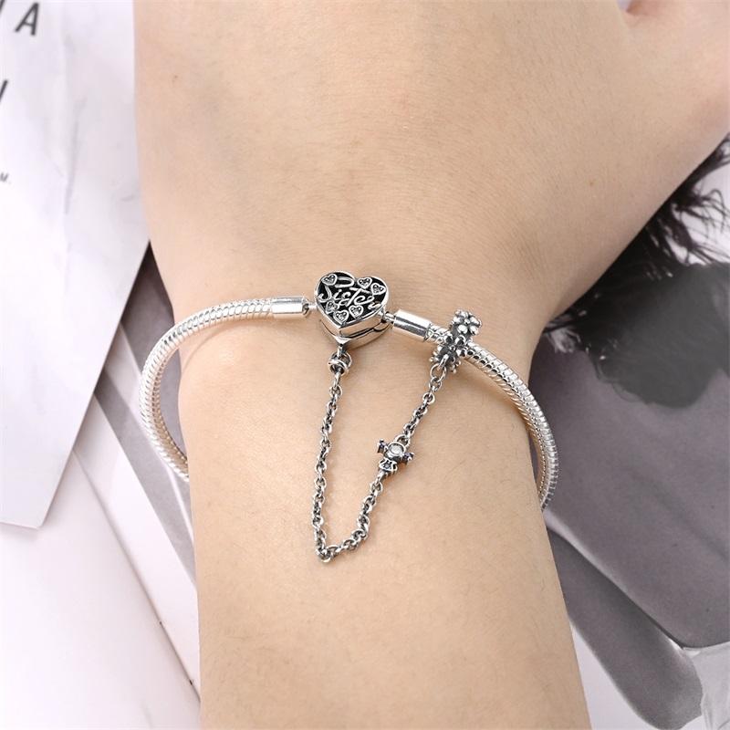 925 Sterling Silver Bracelet Star Moon Blue Eyes Zircon Heart Safety Chain Bracelets Snake Bone Chain Fit DIY Charms Jewelry