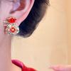 Fashion Jewelry Chinese Style Pony Earrings Hollow Rocking Pony Red Drop Earrings  New Year Gift