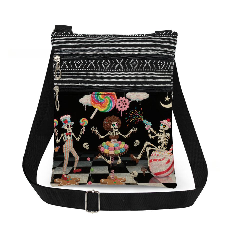 1 Stück Halloween-Print-Tragetaschen Damen Schulter-Handtaschen Postboten-Tasche 6954 CLE