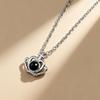 100 Languages 'I Love You' Crown Projection Necklace - Titanium Steel Clavicle Chain for Women