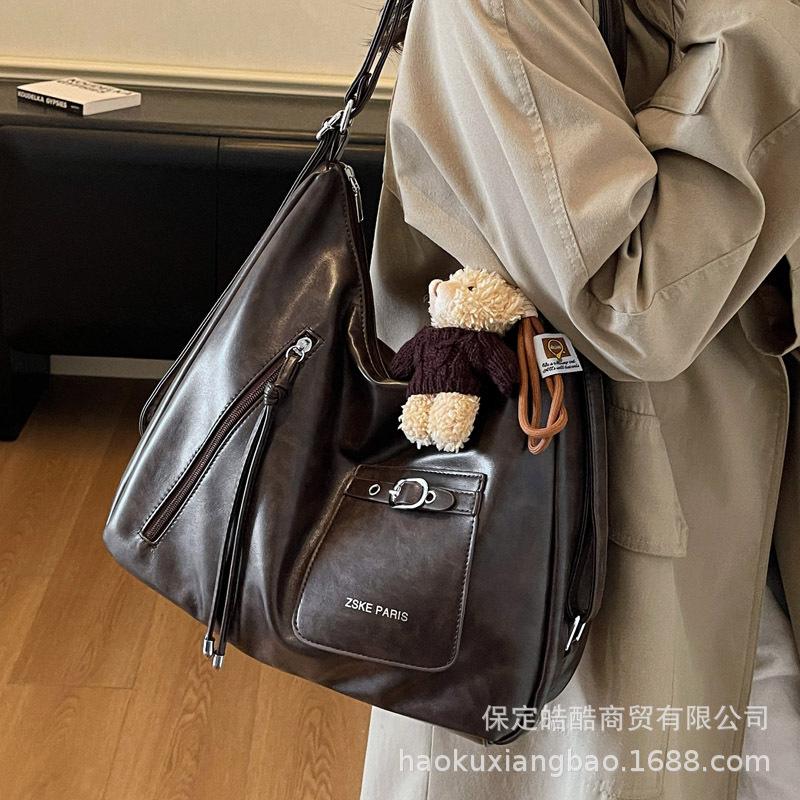 Retro Commuter Tote Bag Women's Large Capacity 2025 New Autumn and Winter Casual Shoulder Messenger Bag Multi-functional Backpack