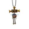 HX6F Wooden Robot Pendant Necklace Stylish Collarbone Chain DIY Block Neckchain Jewelry Eye Catching Accessories