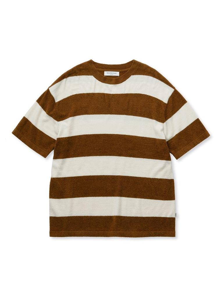 Gelato Pique HOMME Smoothie Light Brown 2-Striped Pullover, PMNT234905, Men's,
