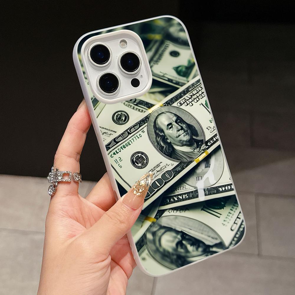 USD Dollar Jelly Double Layer White Mobile Phone Case for iPhone 17 16 15 14 13 12 11 Air Pro Max Plus Protective