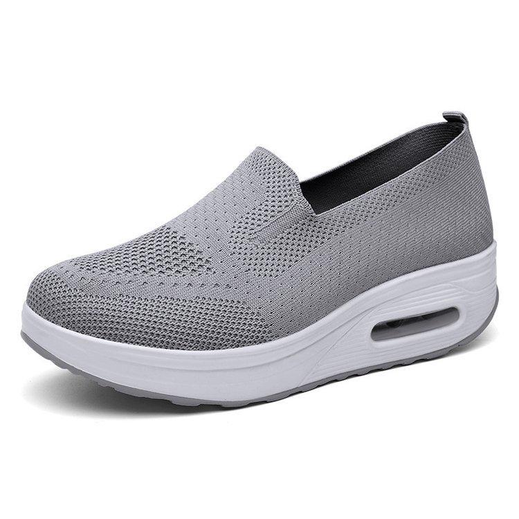 Women s Air Cushion Flyknit Slip-On Sport Rocker Shoes with Thick Sole 40