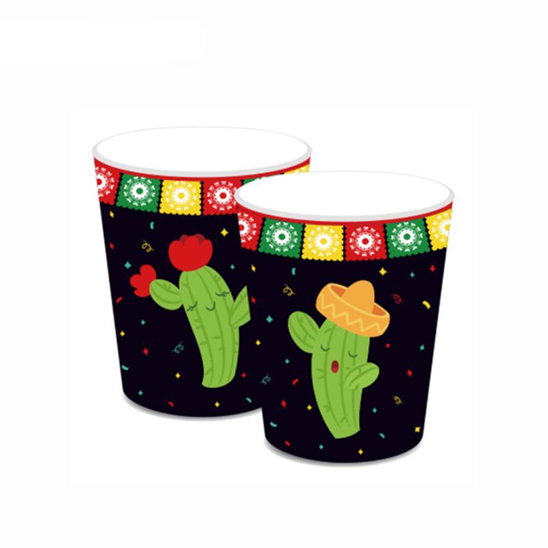 Mexican Festival Party Cactus Alpaca Theme Disposable Tableware Paper Plates Cups Foil Balloons Kid Birthday Decoration Supplies
