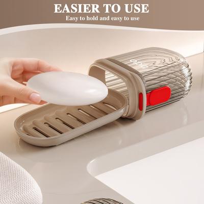 2Pcs Portable Soap Tray Leakproof Transparent Soap Case Anti-Slip Plastic Sealing Soap Box Bathroom Camping Traveling Supplies
