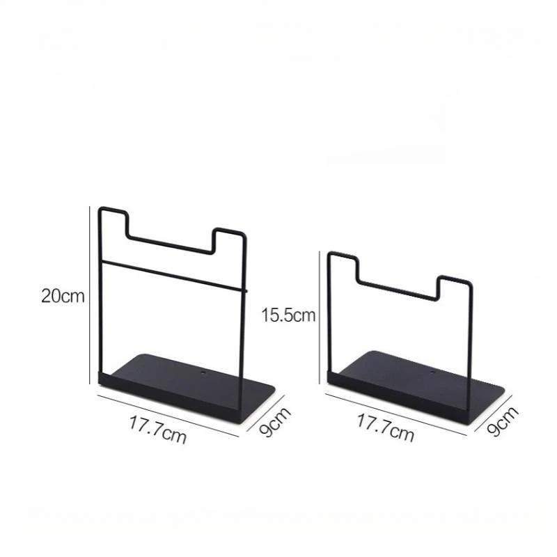 2Pcs Black Iron Bookends Heavy Duty Desktop Book Stand For Home Office Shelf Organization Non Scratch Anti Rust Powder Coated