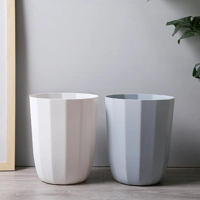 1pc Household Trash Can Open Trash Basket Plastic Basket for Bathroom Bedroom Kitchen (Pink)