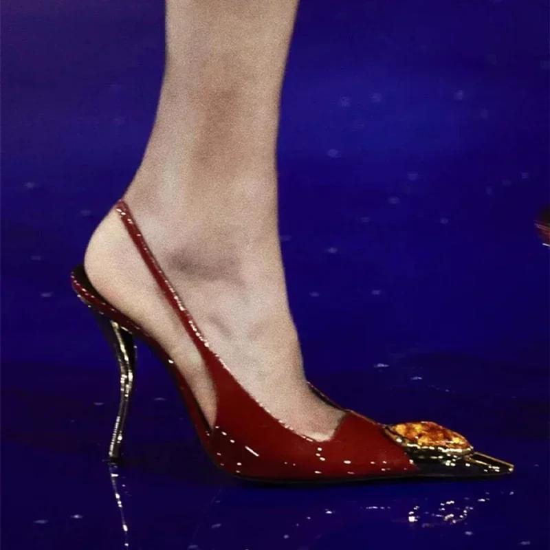 

Fashion Elegant Super High Heels Women Shoes Crystal Pointed Toe Sandals 2025 Trend Summer Flip Flops Sexy Pumps New Luxury Muejr Slides 35