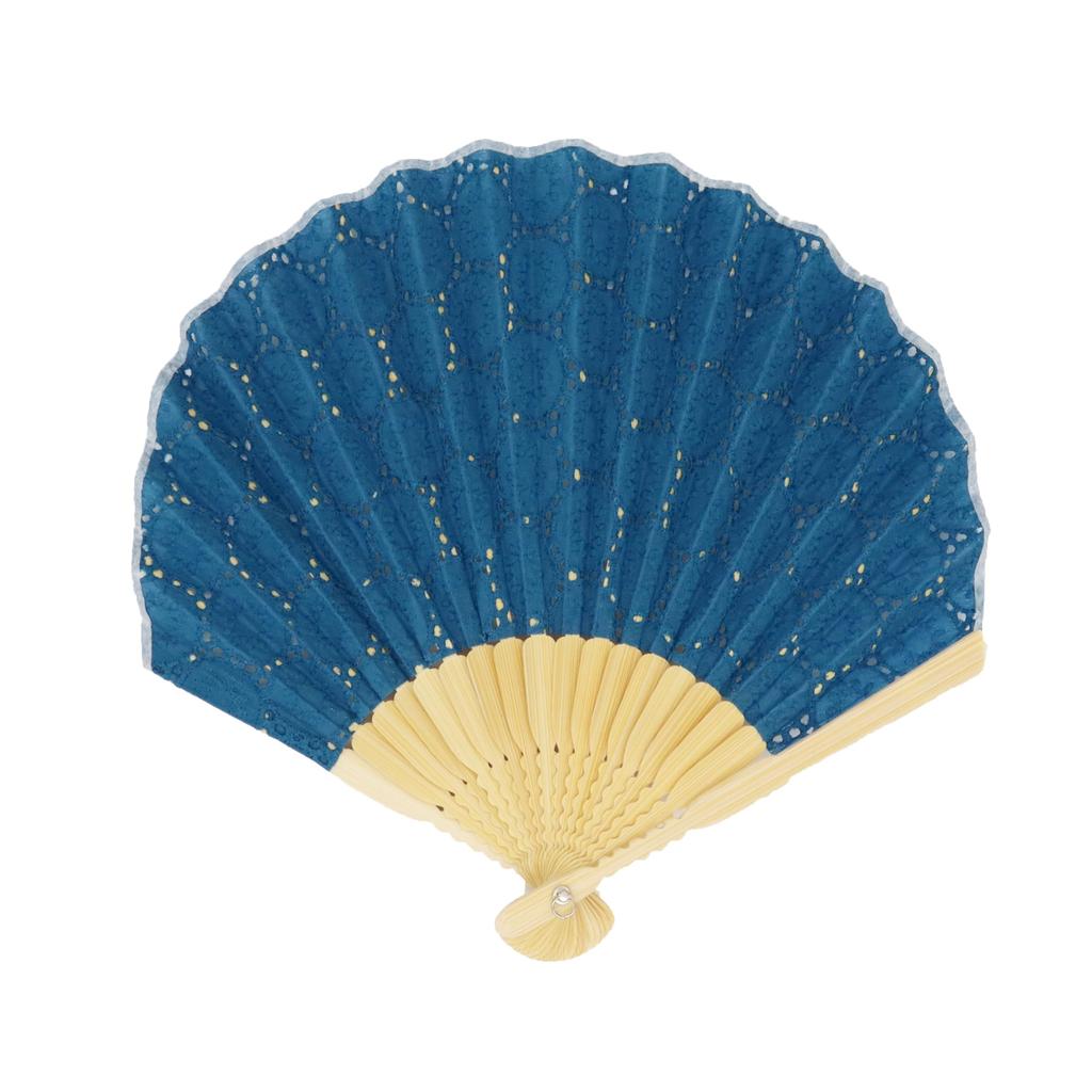 Onishi Ken Seihan Ripple Shell Fan, 22cm, Women's, Lace, Blue, SY19-R05