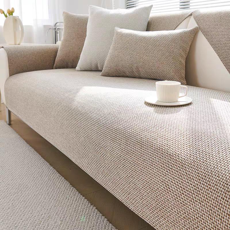 Universal Non-Slip Cotton Linen Sofa Seat Cushion – Four Seasons Style, Solid Color