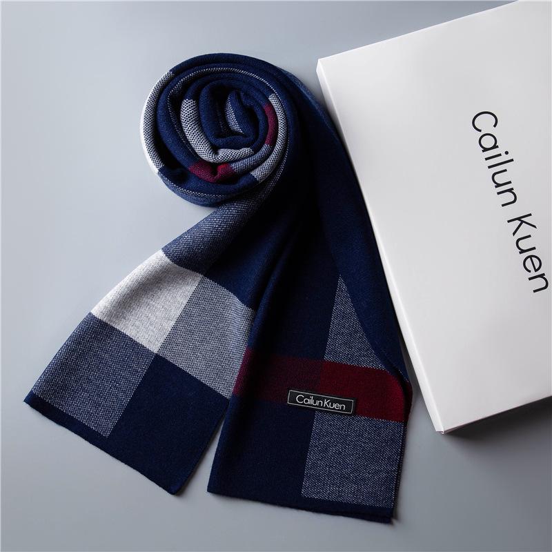 2026 New Men's Wool Plaid Scarf – Trendy Knitted Korean Style, Versatile and Warm Winter Accessory