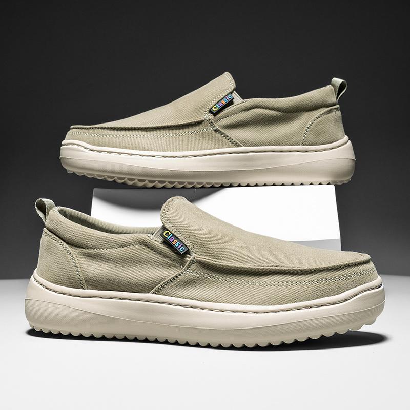 New Men Canvas Casual Shoes Breathable Soft Cloth Sneakers Non Slip Rubber Sole Lightweight Daily Walking Fashion Flat Footwear