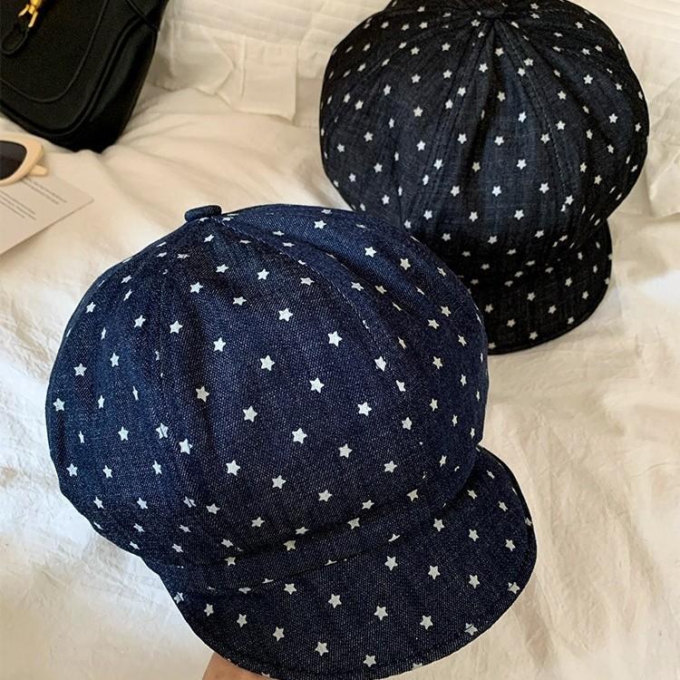 Japanese Niche Star Cloud Octagonal Hat Women'S Autumn Ins Versatile Beret Big Head Circumference Retro British Painter Hat