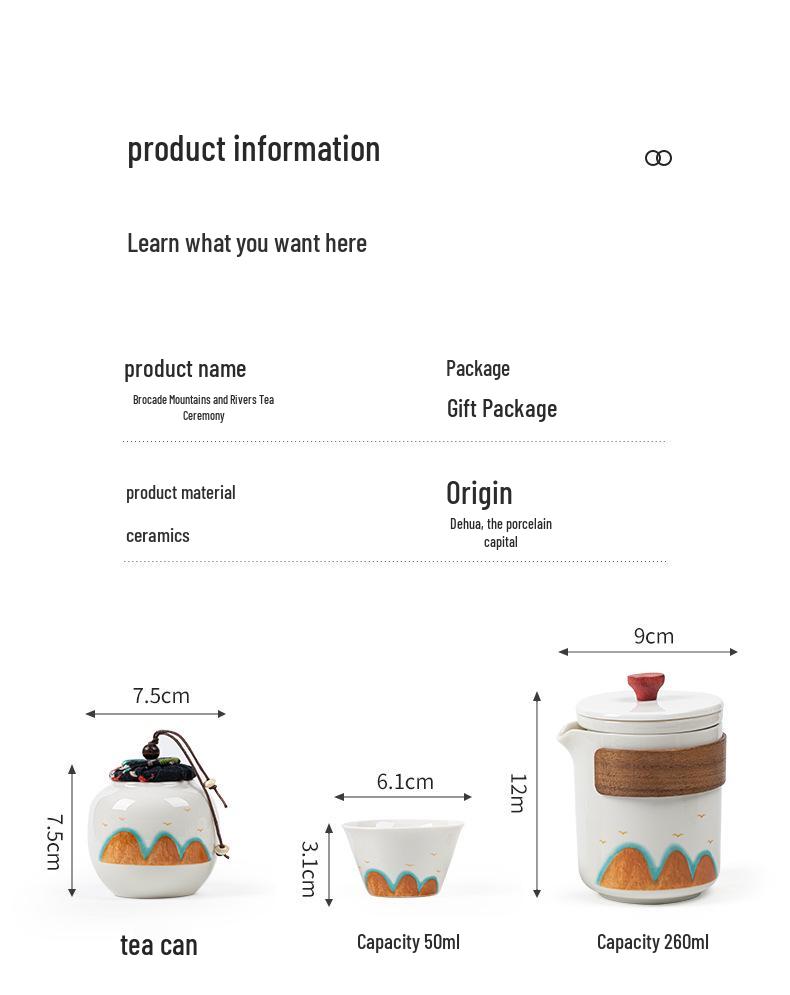Thousand Li Mountains & Rivers Kung Fu Tea Set Gift Box - Cultural Souvenir with Custom Logo