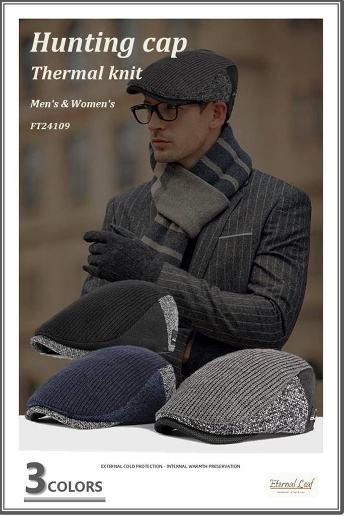 Hunting Hat Thermal Knit Hunting Free Size FT24109 [Eternal Leaf] Men's Women's (02.Black)