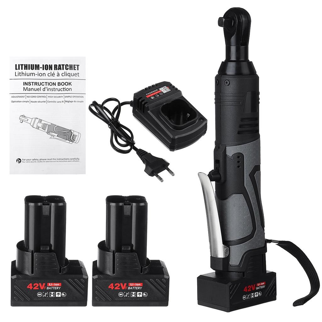 M chave elétrica sem fio 3/8 chave de catraca conjunto ângulo broca chave de fenda ferramentas com 2 carregadores de bateria