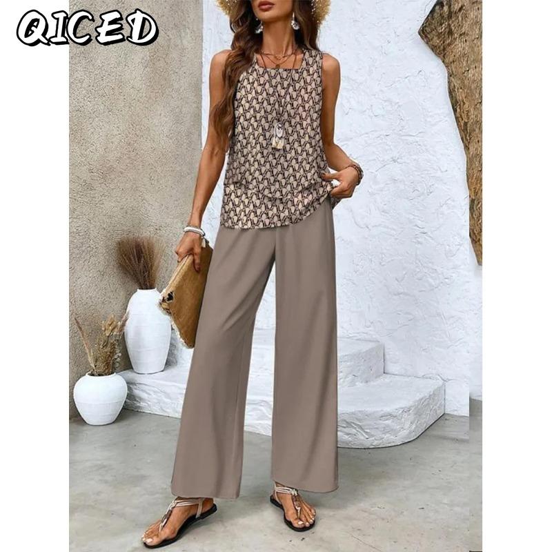 QICED Damen Mode Lässige Ärmellose Hosenanzüge