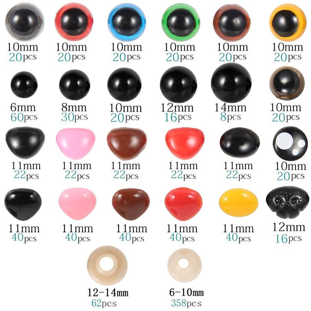 A Box 1040pcs Safety Eyes and Noses Colorful Eyes Plastic Safety Eyes  Crochet Toy Making