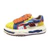 Leather cloth breathable color matching casual shoes comfortable and lightweight thick-soled Forrest Gump shoes