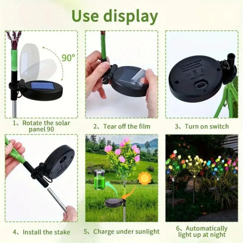 42LED Solar Artificial Flower Light Realistic Waterproof Landscape Lamp  Lawn Lighting