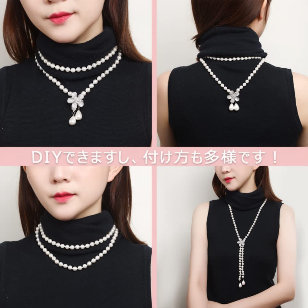 [FH.bird] Pearl Necklace, Long, Wedding, Formal Occasions, Shell Pearl, Popular, 8mm, Long Necklace, Women's, Pearl, 88cm, Adjustable, Bride, Winter,