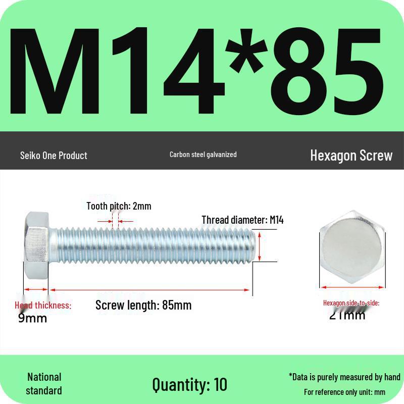 8.8 Grade Galvanized Hex Head Bolt, High-Strength M4-M30