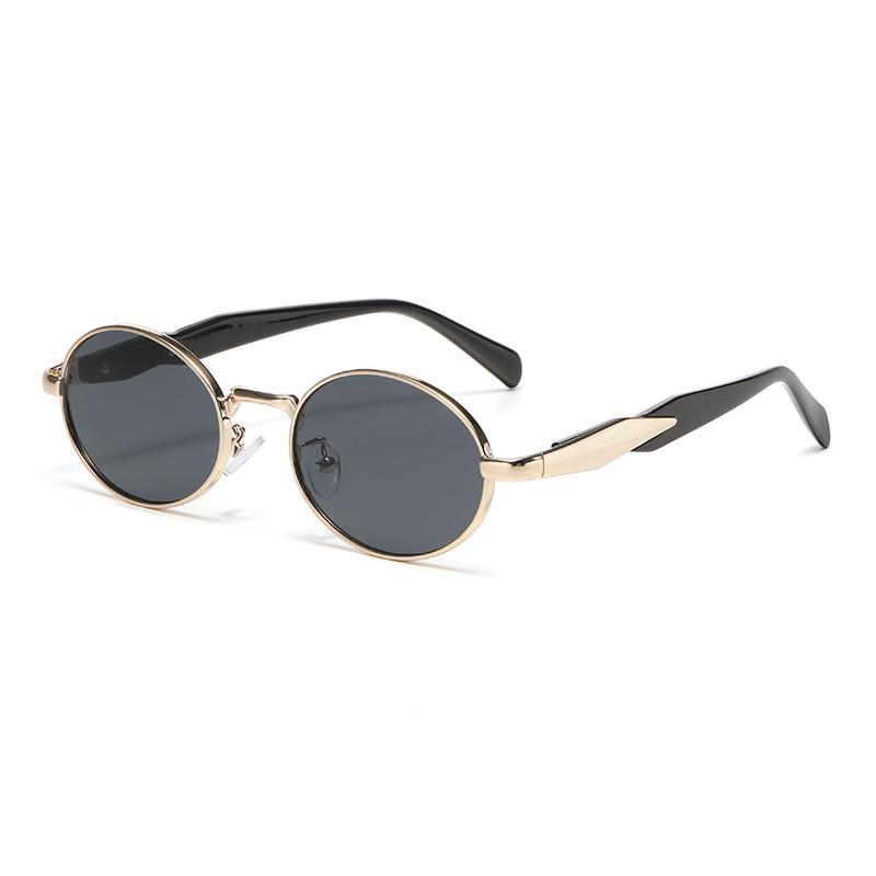 New Vintage Oval Metal Sunglasses Women New Fashion Retro Sun Glasses Female Brand Designer Ins Trendy Eyewear Male Uv400