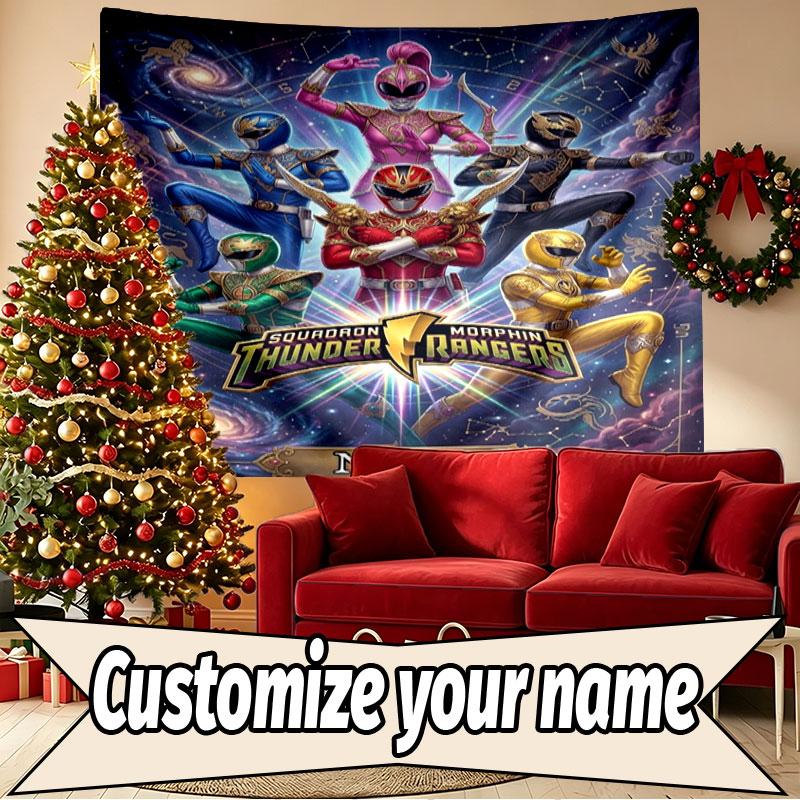 Custom Name Personalized Power Rangers Print Tapestry, Wall Art Decor, Bedroom, Dorm, Apartment, LivingRoom, Party Backdrop, Gift for Birthday