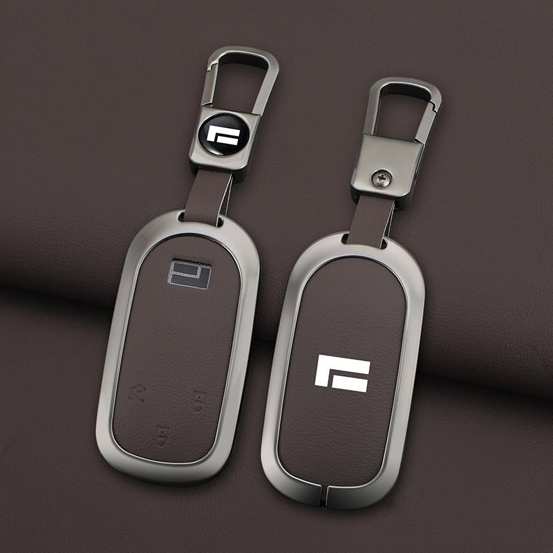 3 Keys Zinc Alloy Leather Car Key Case For Baic Polestone 01 Polestones 01 Jishi 01 Key Fob Car Key Cover Protective Case
