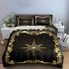 Golden Starburst Pattern Bedding Set Bedding Set (1 Duvet Cover, 2 Pillowcases, Duvet Not Included)
