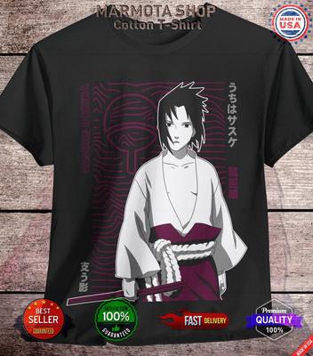 Maglietta Sasuke Uchiha Naruto Shippuden Itachi Anime Unisex T-Shirt Tutte le Taglie