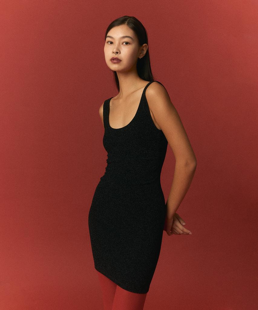 Kkuape Glitter Bustier Mini Onepiece _Black