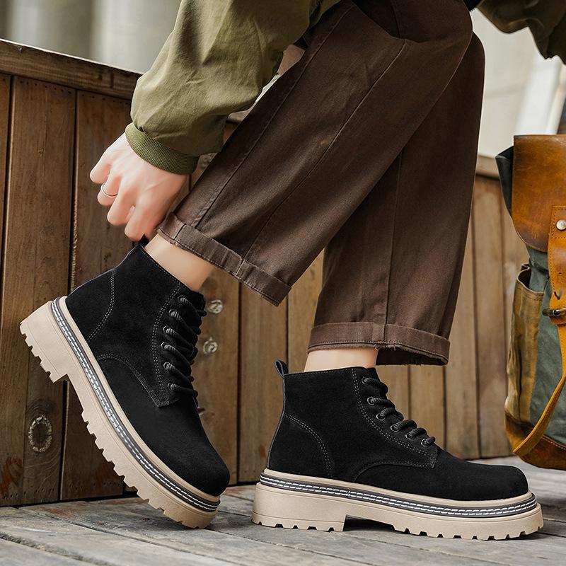 Stivali Uomo Marca Retro Pelle Scamosciata Stivale Casual Classici Stivaletti Uomo Piattaforma Antiscivolo Outdoor Stivali Uomo Taglia Grande 48