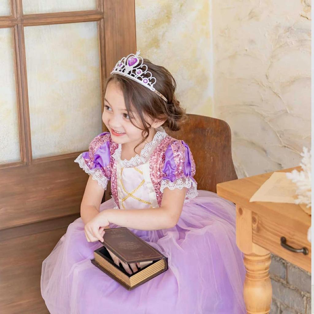[monoii] Rapunzel Dress, Cosplay, Kids' Princess Costume, Halloween Costume for Girls (120cm, Type A) D208