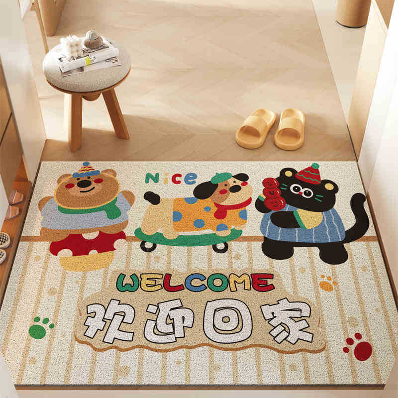 Mengqu Cartoon Home Floor Mat, The Entrance Can Be Cut And Easy To Take Care Of, Silk Ring Floor Mat, Household Scraping Mud Rubbing Soil