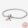 925 Sterling Silver Basic Snake Chain Fiori Blu Ondulato Slider Bracciali Adatti Originale Marchio Charms Donne Ragazza Fai da Te Creazione Gioielli