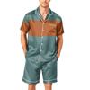 Men's Short Sleeve Pajama Set Button Down Shirt with Notched Collar and Matching Shorts Soft Lightweight Lounge Sleepwear S-XXXXL