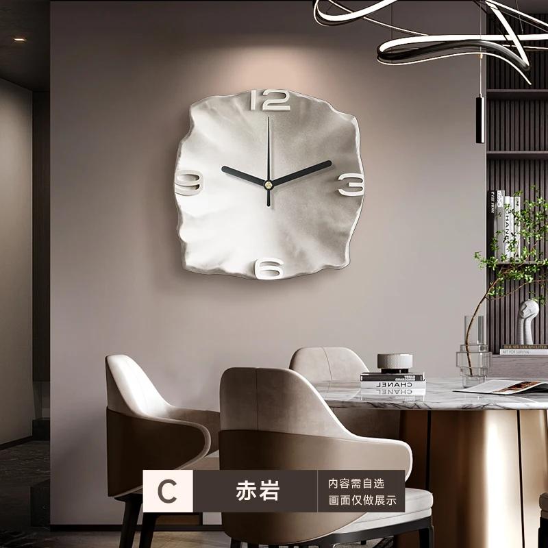 Light Luxury High-end Home Decor Wall Clock Abstract Three-dimensional Sandstone Living Room Decoration Clock Silent Clock