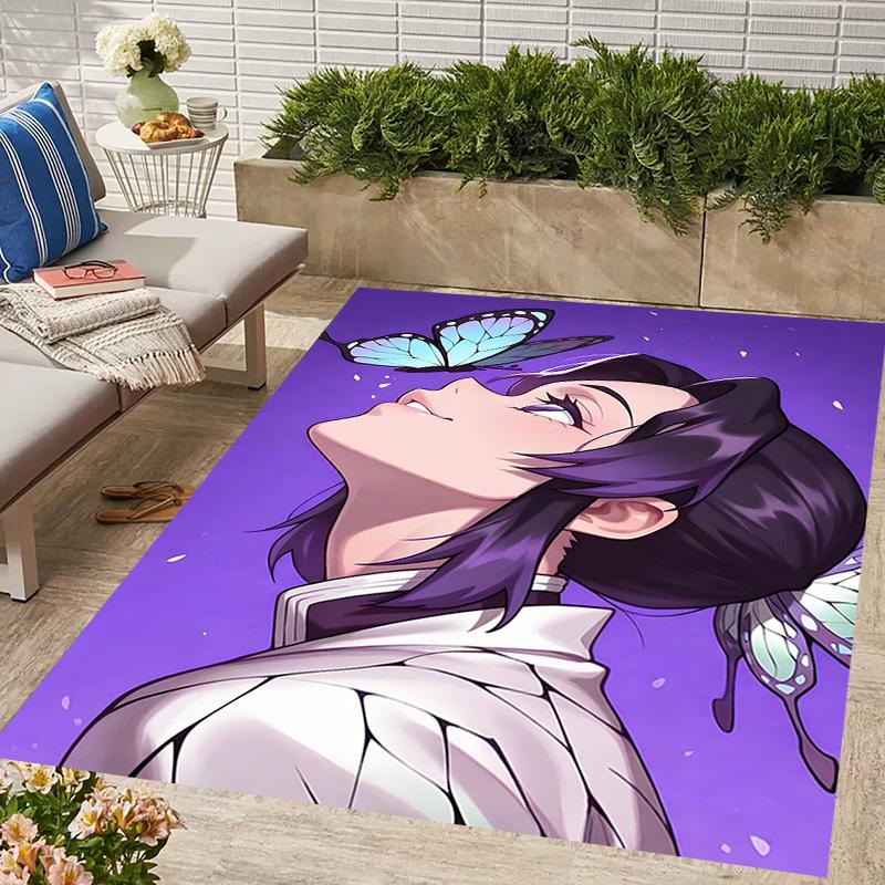 Kochou Shinobu Design Area Rug - Non-Slip, Soft & Cozy Floor Mat for Living Room, Bedroom, Office - Indoor/Outdoor Decorative Carpet
