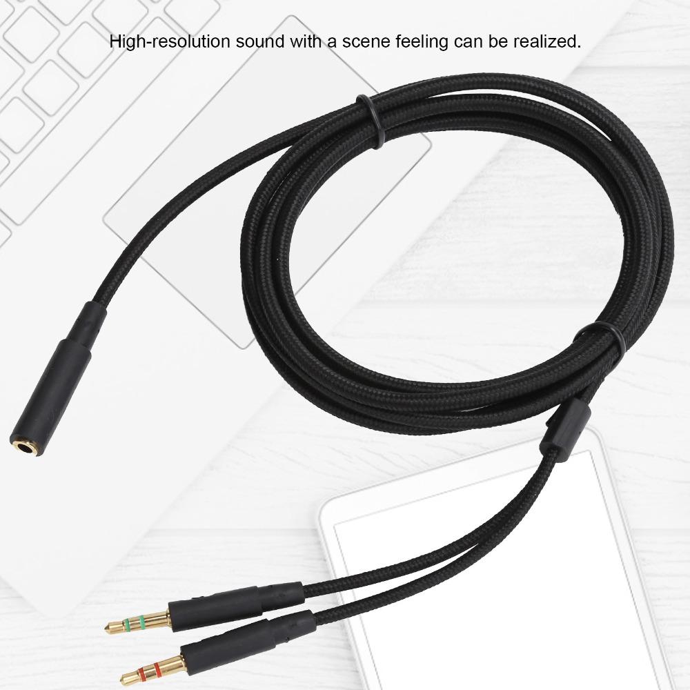 3.5mm Headphone Audio Cable Plug and Play 2 in 1 Adapter Headphone Splitter for for HyperX CloudStinger/CloudMix/CloudAlpha