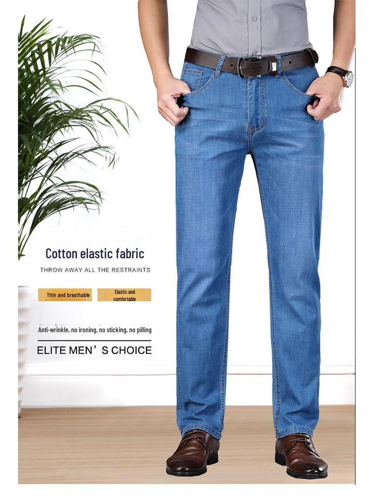 Herren Trendige Straight Stretch Jeans mit mittlerer Bundhöhe - Jugendlicher & Mittelalterlicher Stil