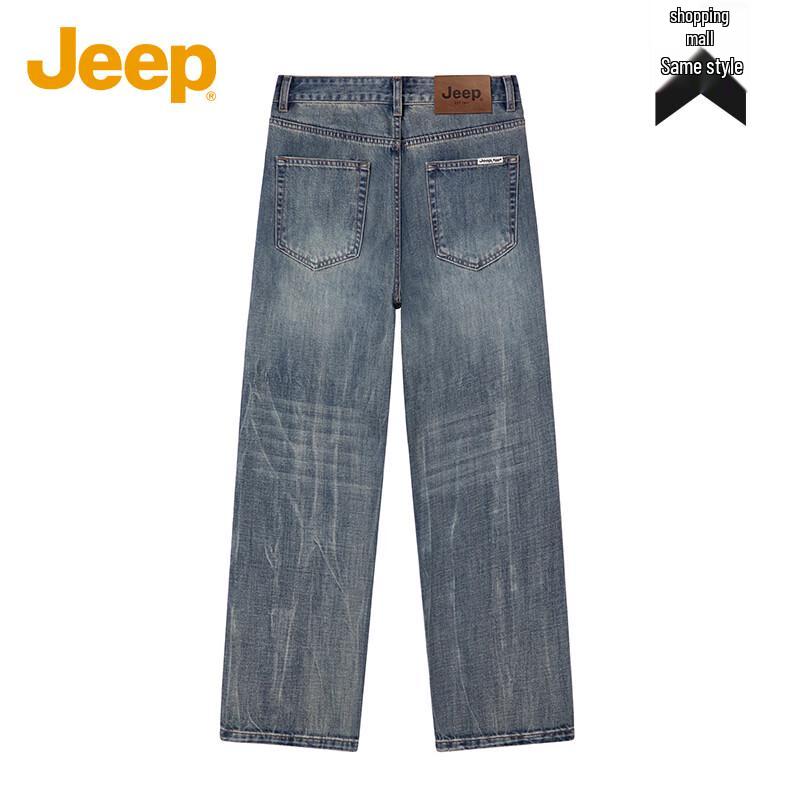 Jeep Vintage American Style Washed Straight-Leg Denim Jeans