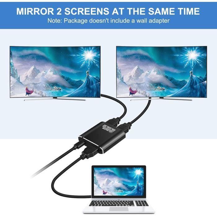 Répartiteur HDMI - PUPOW - 1 Entrée 2 Sorties - 4K 60Hz - Aluminium - Affichage Simultané