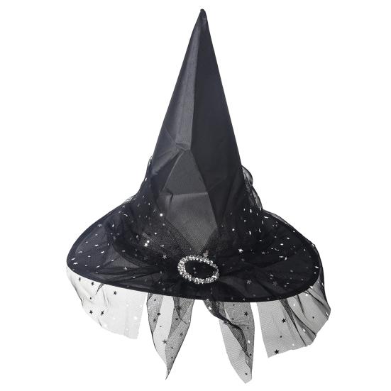 Mystischer Zauberer Requisite Gotischer Hexenhut für Damen 15 Zoll Cosplay Halloween Accessoires Kostümparty Maskenball Karneval Bühnenauftritt